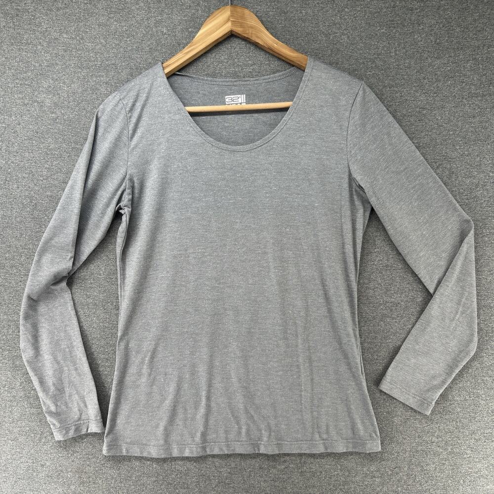 32 Degrees Heat Long Sleeve Shirt Womens Large Gray Scoop Neck Baselayer Thermal